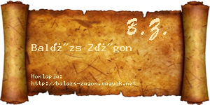 Balázs Zágon névjegykártya